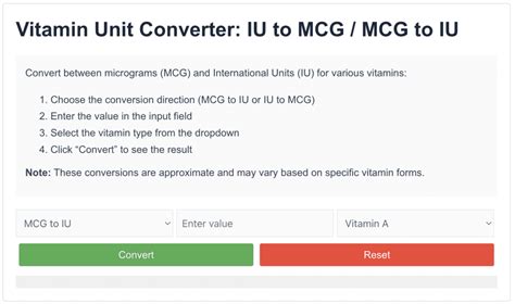 Mcg To Iu Converter Simplify Vitamin Measurement Conversion