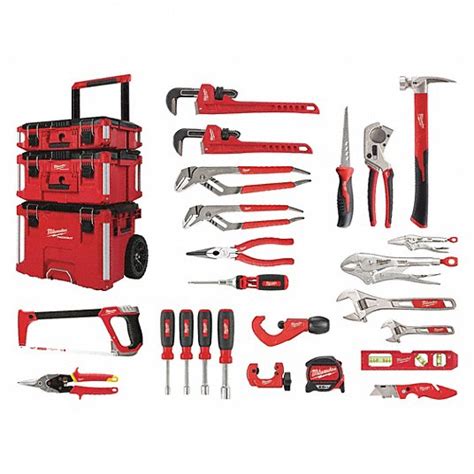 Milwaukee 22 Total Pcs Rolling Modular Tool Box Maintenance Tool Kit