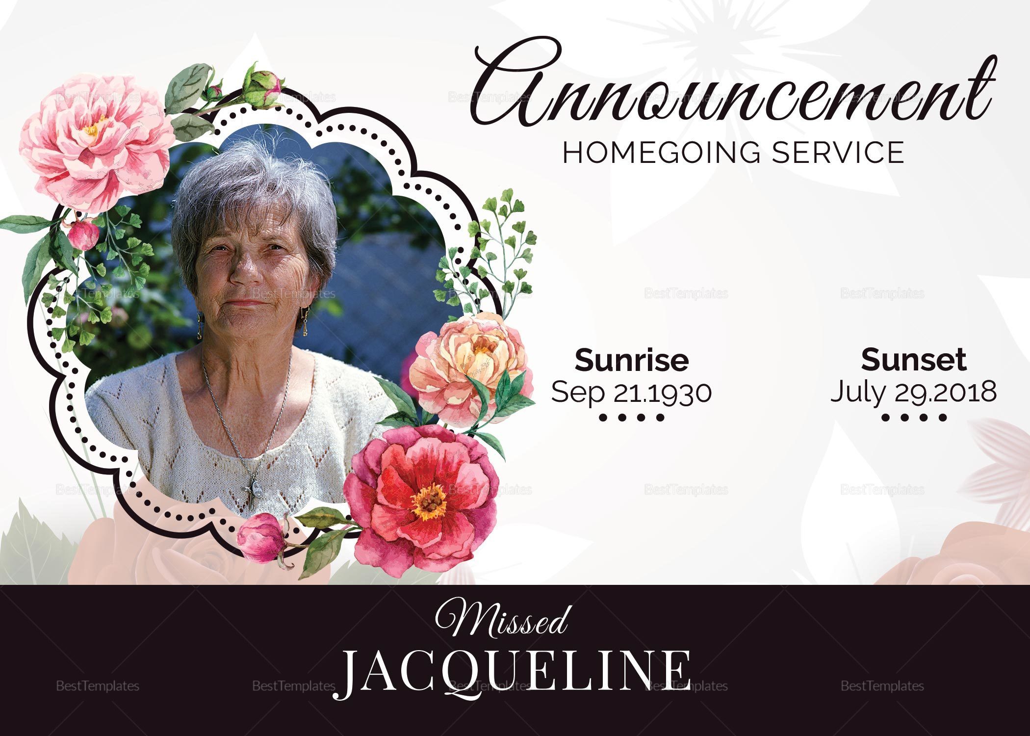 Mother S Funeral Announcement Template In Adobe Photoshop Microsoft Word