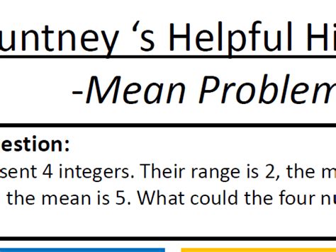 Mrs Mountney S Helpful Hints Mean Problem Solving Teaching Resources