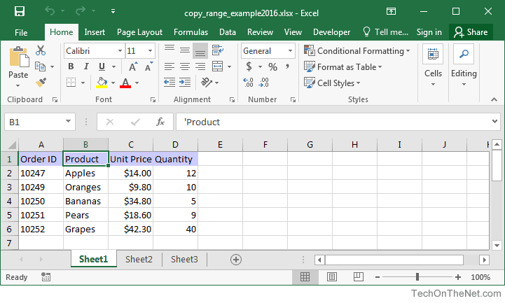 Ms Excel 2016 Copy A Range