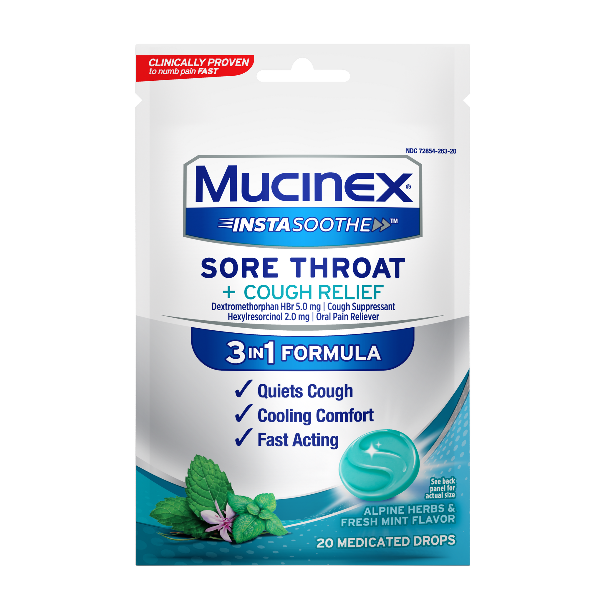 Mucinex Instasoothe Sore Throat Plus Cough Relief Dextromethorphan