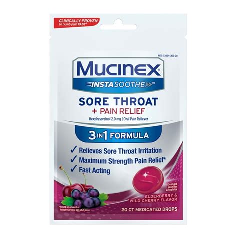 Mucinex Sore Throat Pain Relief Drops Elderberry Cherry 20 Ct Ebay