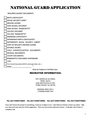 National Guard Application Pdf Fill And Sign Printable Template Online