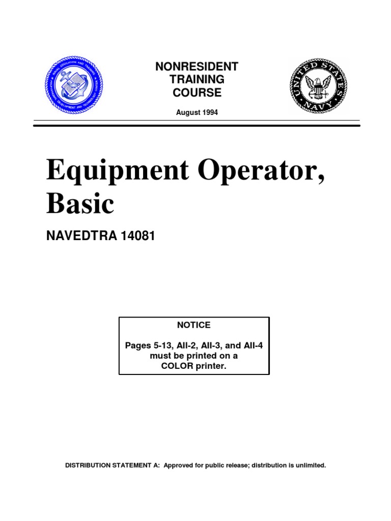 Navy Equipment Operator Advanced Navedtra 14080 Nonresident