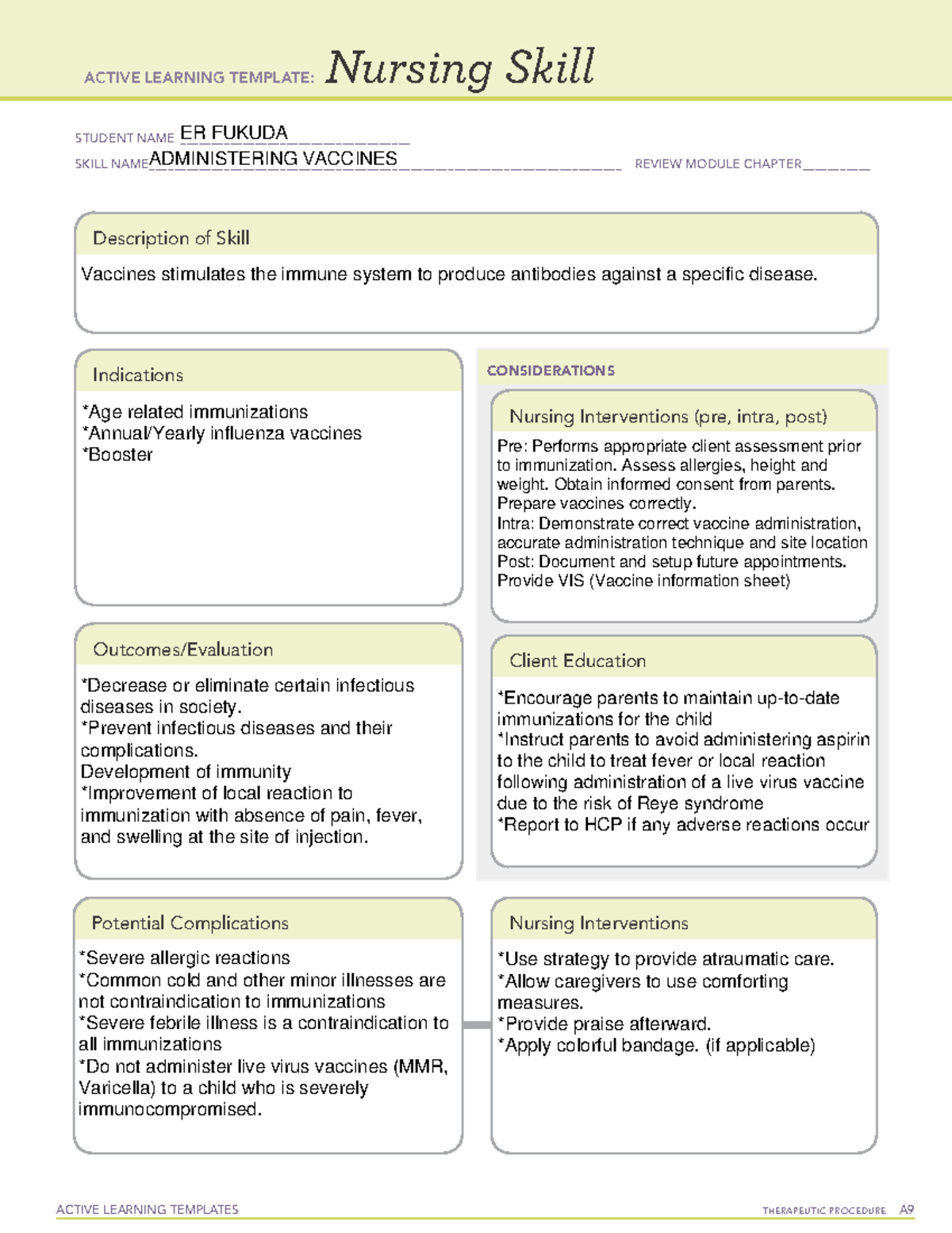 Nursing Skill Anxiety Disorder Ati Template Active Learning Templates