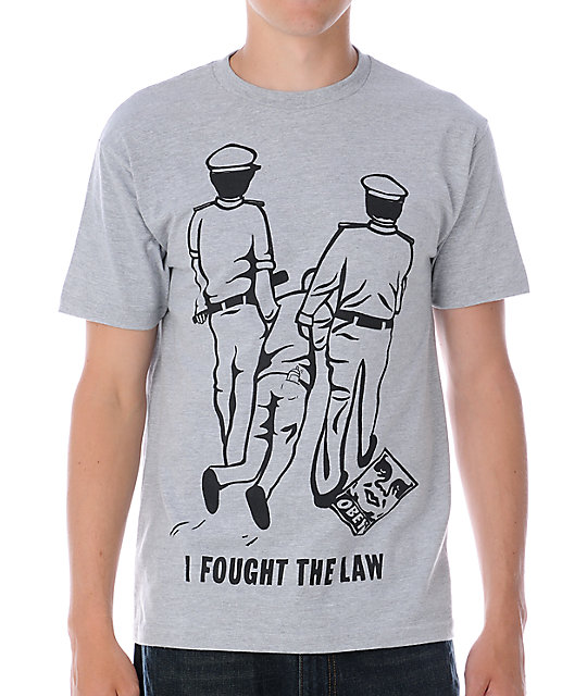 Obey I Fought The Law Heather Grey T Shirt Zumiez