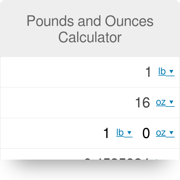 Ounces To Pounds Calculator Online Free Tool To Convert Oz To Lbs