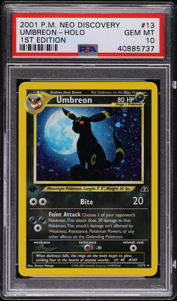 Pokemon Card 1St Edition Umbreon Holo Neo Discovery Set 13 75 Psa 10