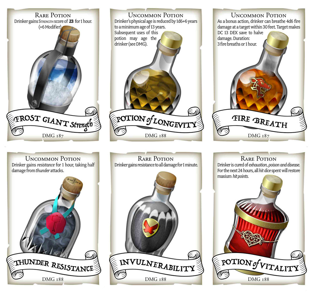 Potion Cards For 5E Dungeon Master S Guide Potions