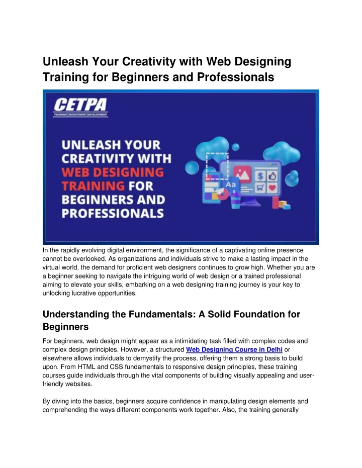 Ppt Unleash Your Creativity With Web Designing Training For Beginners