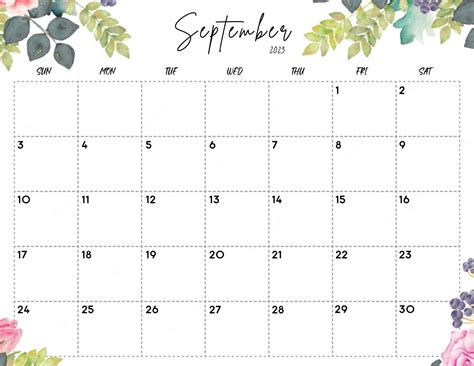 Premium Photo September 2023 Watercolor Floral Calendar