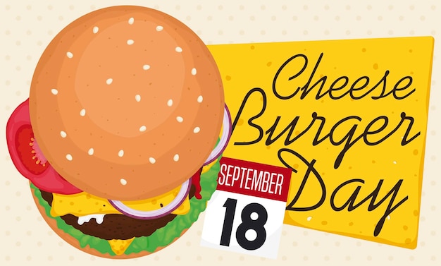 Premium Vector Double Cheese Burger Calendar And Sign To Celebrate