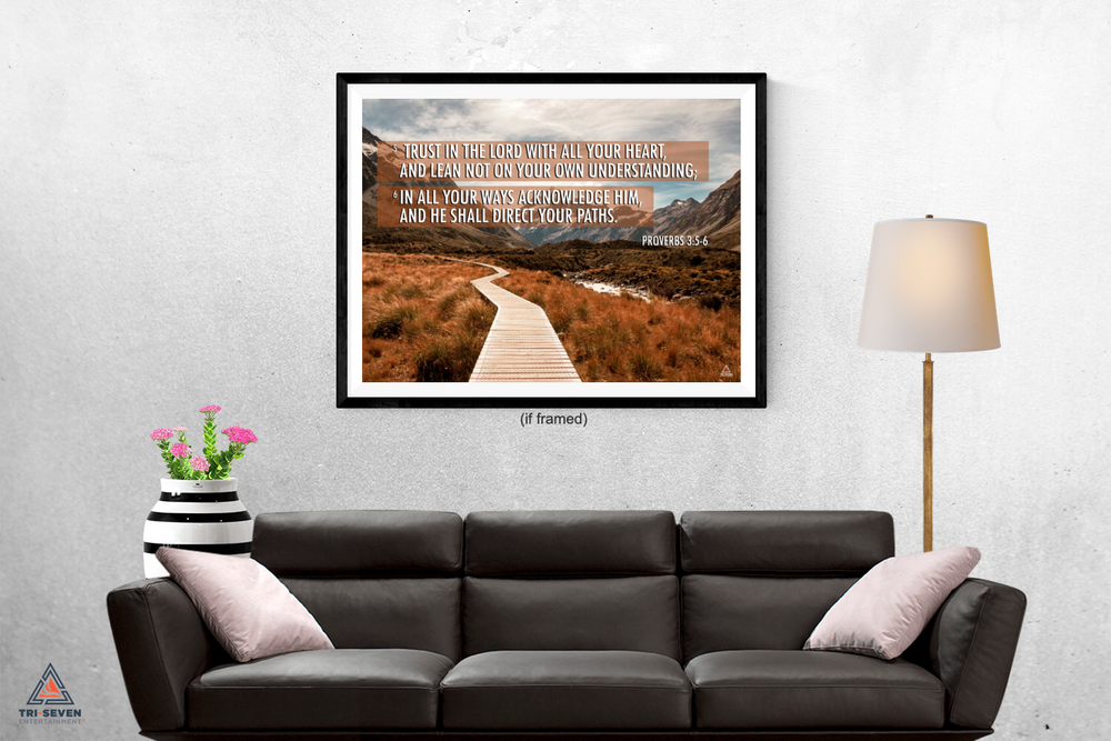 Proverbs 3 5 6 Poster Trust In The Lord Bible Verse Quote Wall Art 24X18