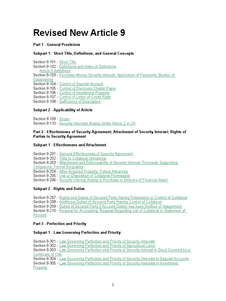 Revised Ucc Article 9 Environmental Law Government Information