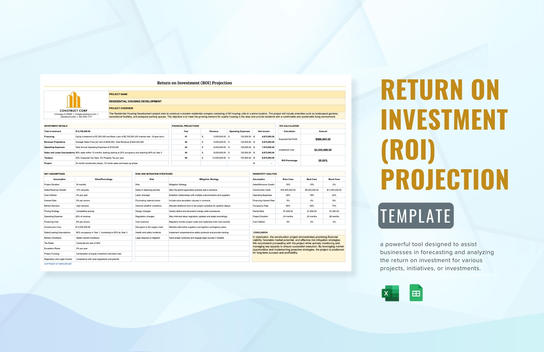 Roi Template In Excel