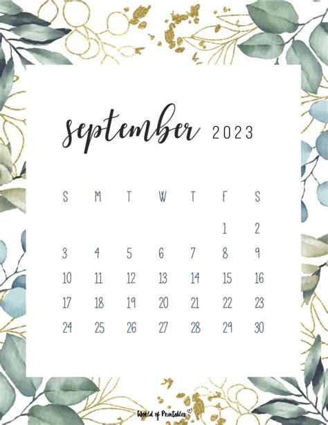 September 2023 Calendars 100 Styles World Of Printables