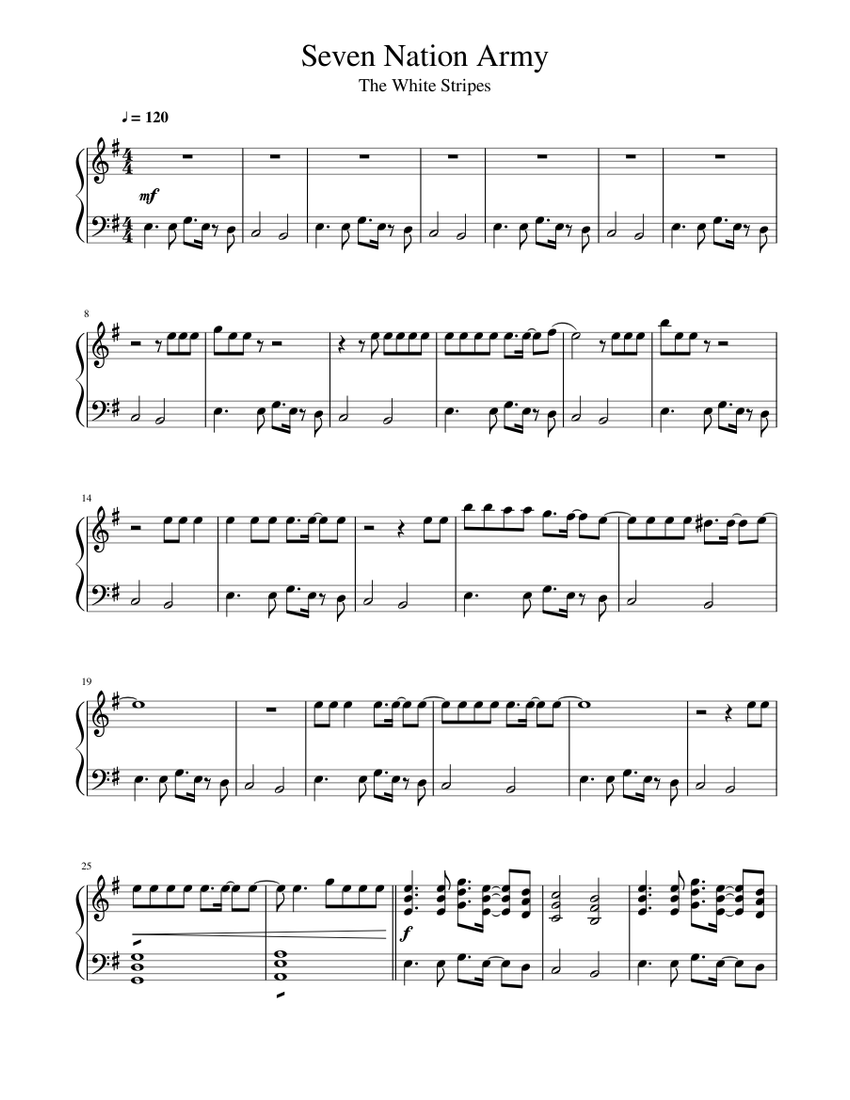 Seven Nation Army Arr Fernanda Moura By White Stripes Sheet Music For Trumpet Solo At Sheet