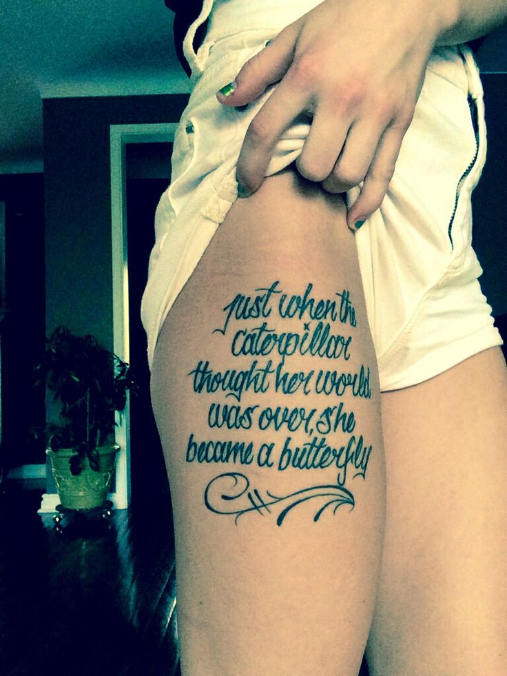 Side Thigh Quote Tattoos