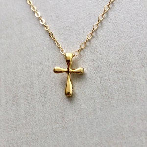 Small Gold Cross Necklace Etsy