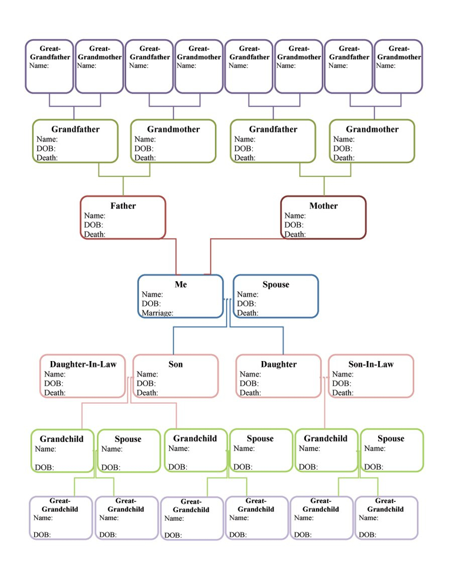 Spreadsheet For Family Tree Intended For 50 Free Family Tree Templates