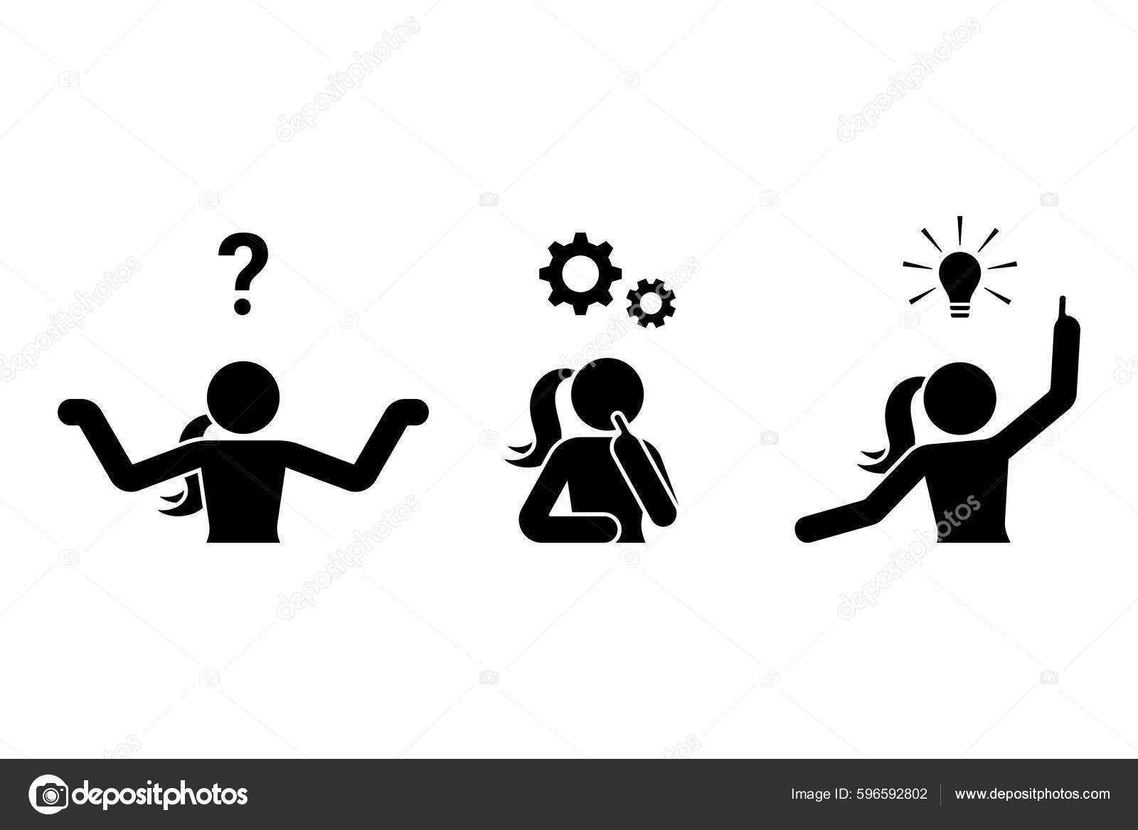 Stick Figure Man And Woman Problem Solving Reasoning Vector