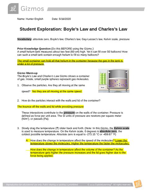 Student Exploration Boyle Amp 39 S Law And Charles Amp 39 Law Ncvps Course Hero