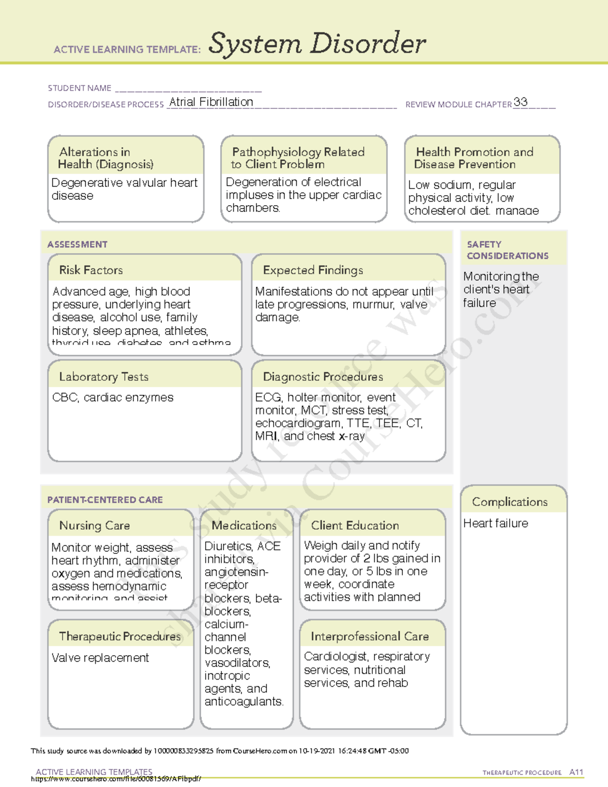 System Disorder Active Learning Template