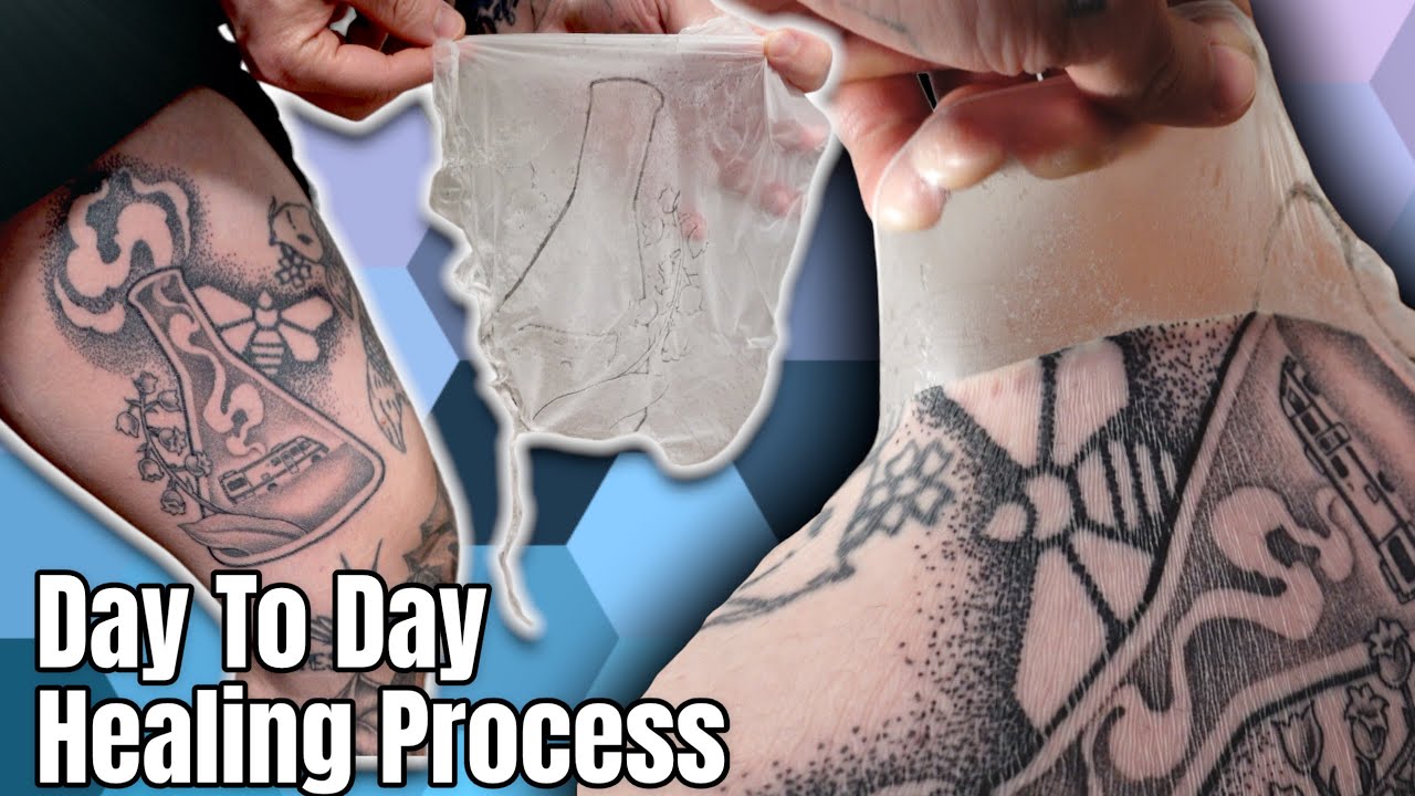 Tattoo Healing Process With Second Skin Dermshield Saniderm Youtube