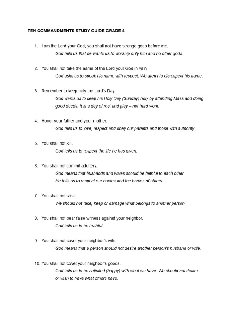 Ten Commandments Study Guide Quick Reference Resource