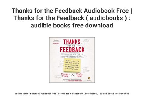 Thanks For The Feedback Audiobook Free Thanks For The Feedback