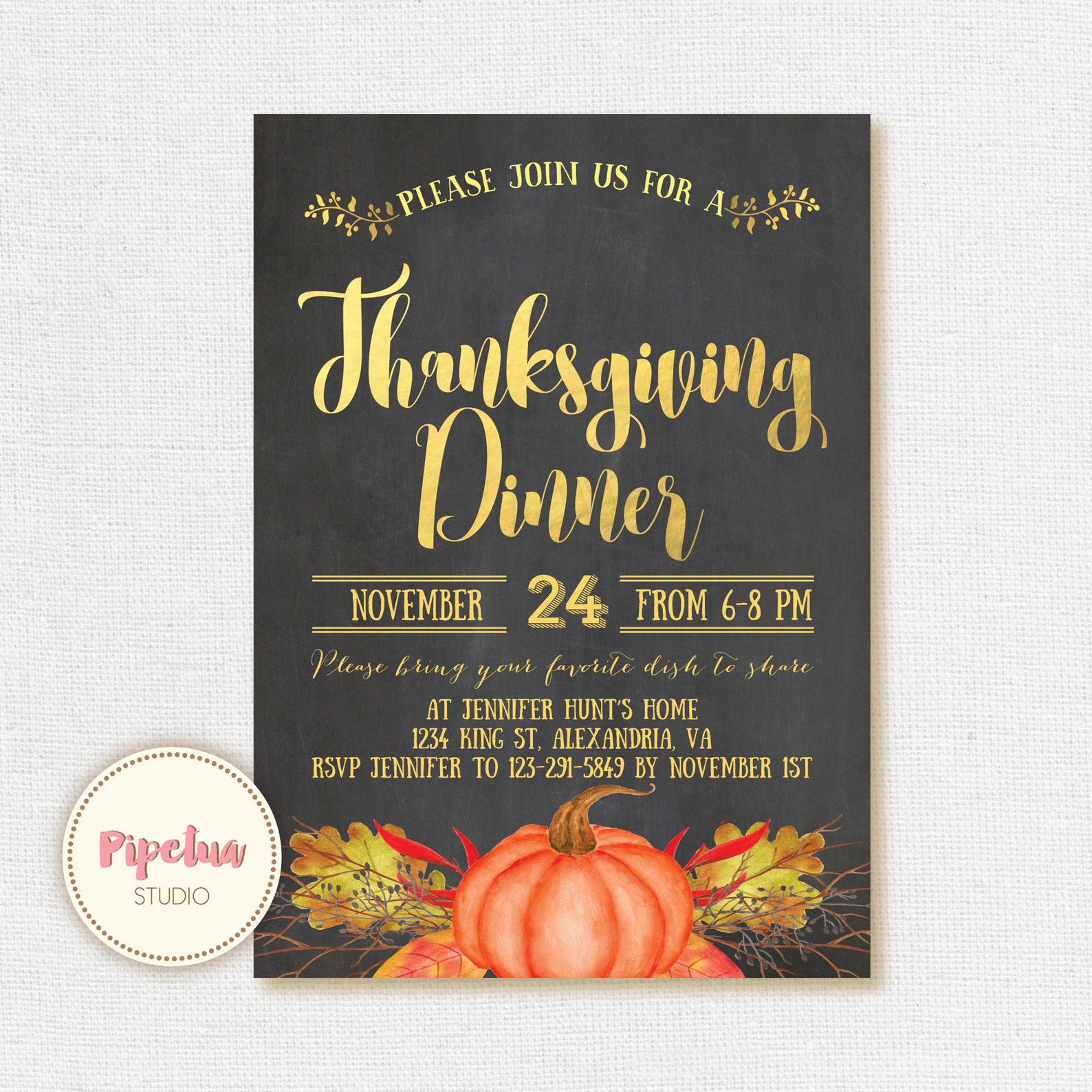 Thanksgiving Invitation Printable Thanksgiving Invite Etsy