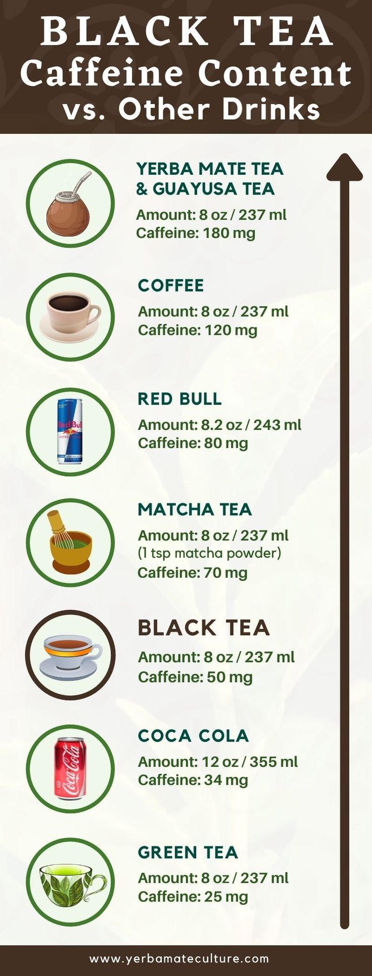 This Infographic Compares The Caffeine Content Of Black Tea To Other