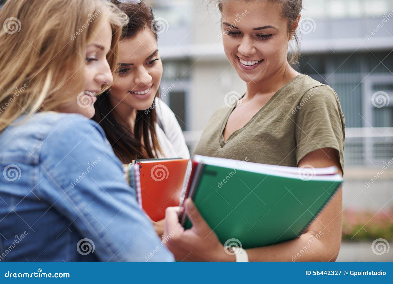 Three Busy Students On Campus Stock Image Image Of Learning Looking