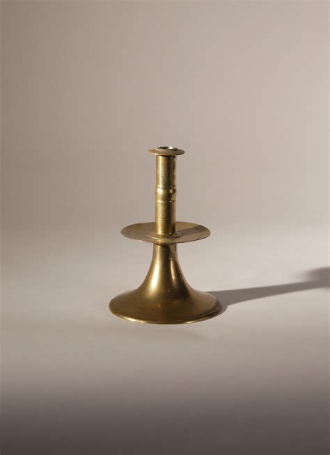 Trumpet Turned Mid Drift Brass Candlestick Featuring A Ring Turned