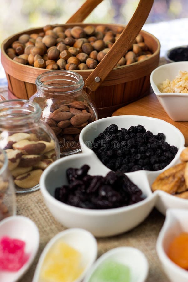 Two Healthy Snacks With Dried Fruits And Walnuts Two Hard Dry Fruits