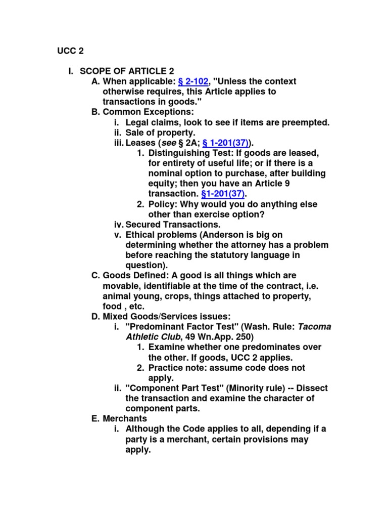 Ucc Article 2 Pdf Offer And Acceptance Implied Warranty