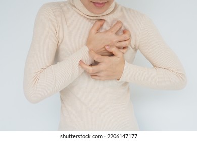 Young Woman Chest Discomfort On White Stock Photo 2206147177 Shutterstock